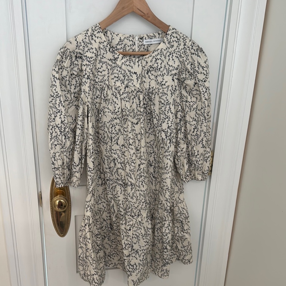 Rebecca Minkoff Black and Cream Patterned Dress - M